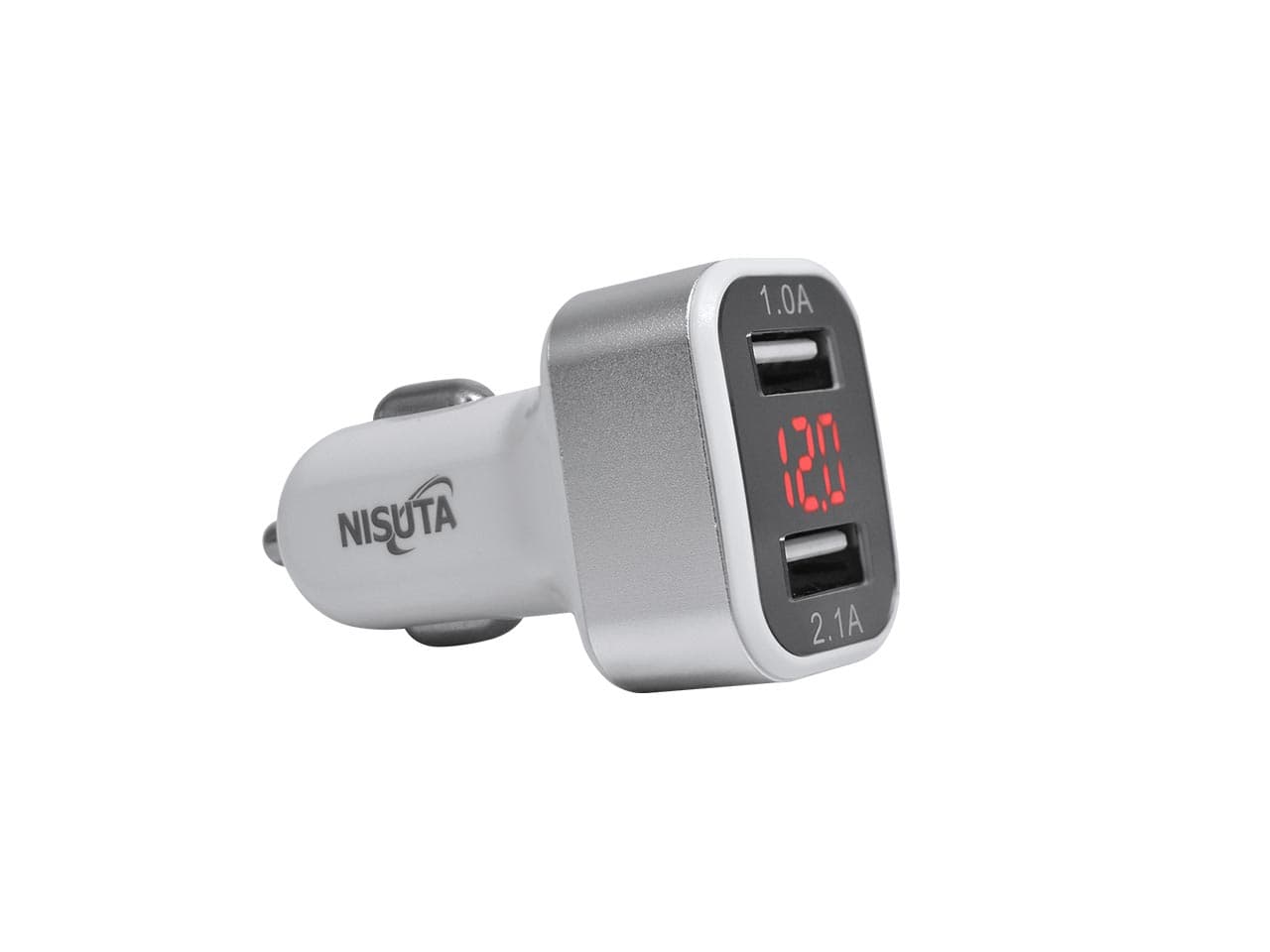 Cargador USB doble para auto 12/24V de 3.1A y pantalla led