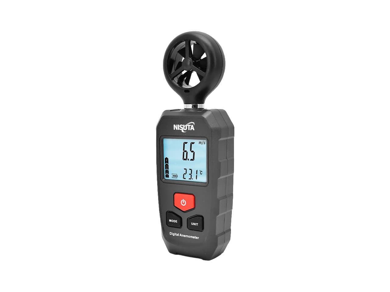 Anemómetro digital para medir temperatura y viento de hasta 107 km/h · Nisuta · General