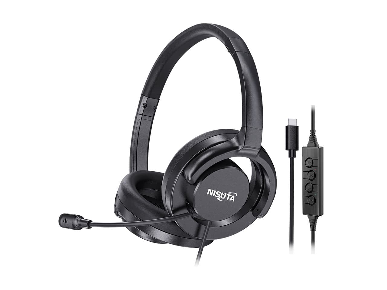 Auricular tipo vincha moderno con diseño oreja abierta USB-C y USB-A