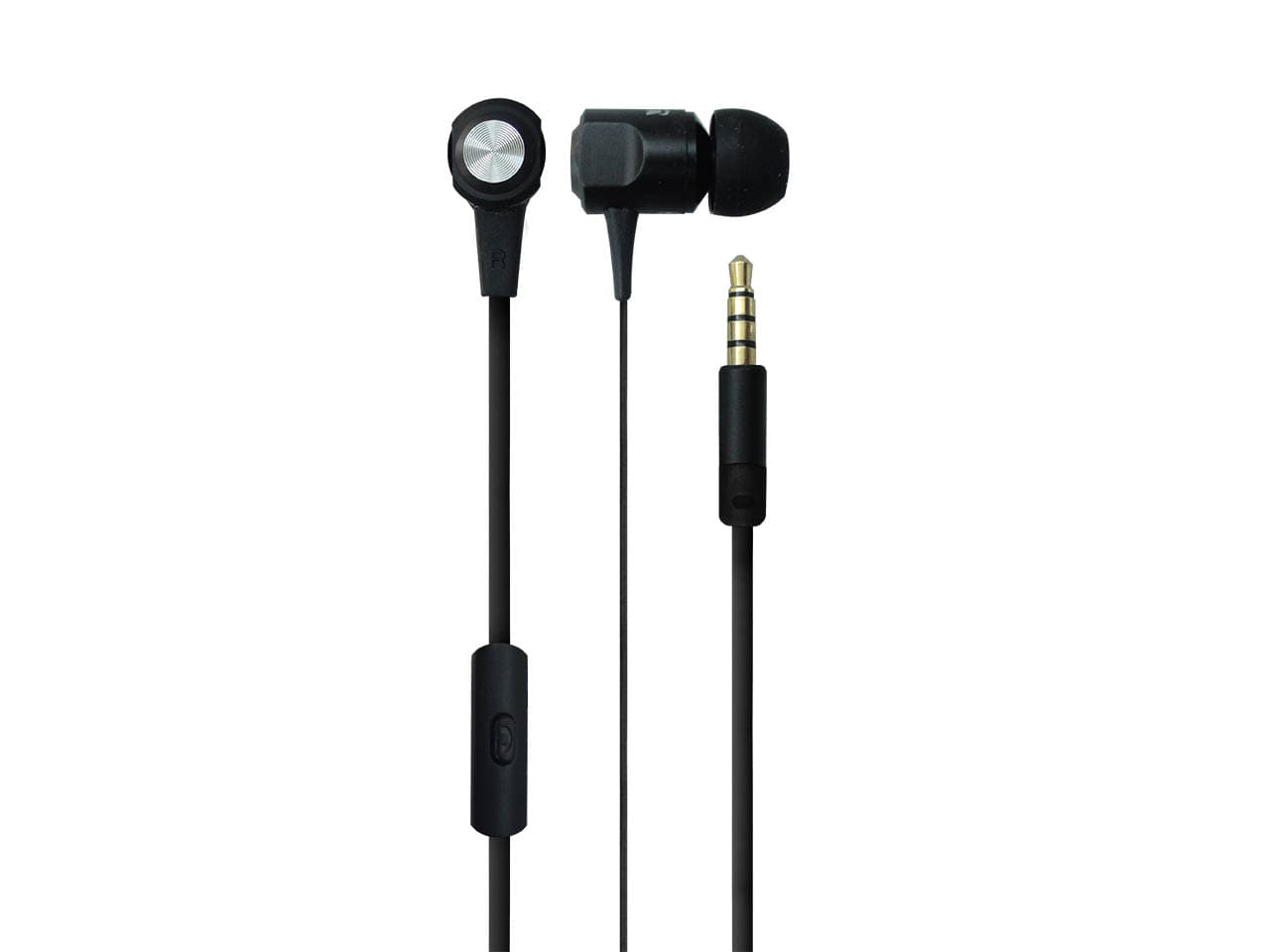 Auricular mini tipo in-ear metalico con mic. color negro · Nisuta
