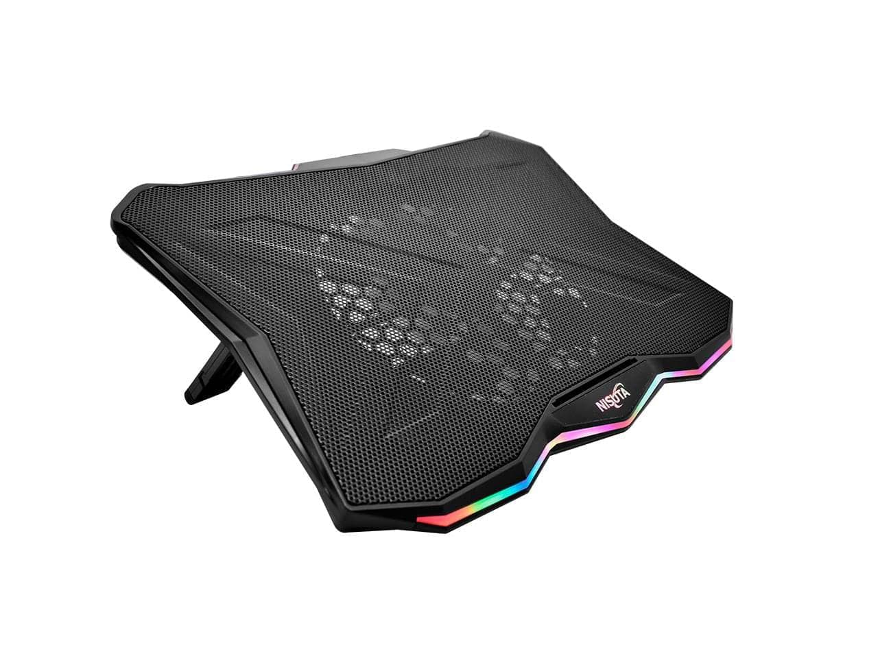 Base para notebook reclinable, led rainbow, y regulacion de fans