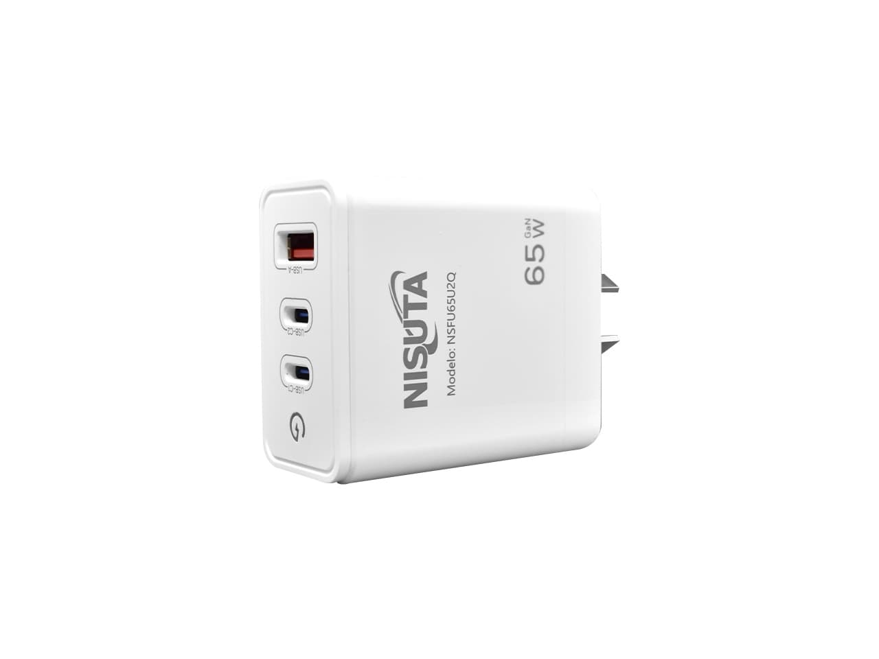 Fuente de alimentación de 1 puerto USB y 2 PD port 65W · Nisuta · Sin certificar