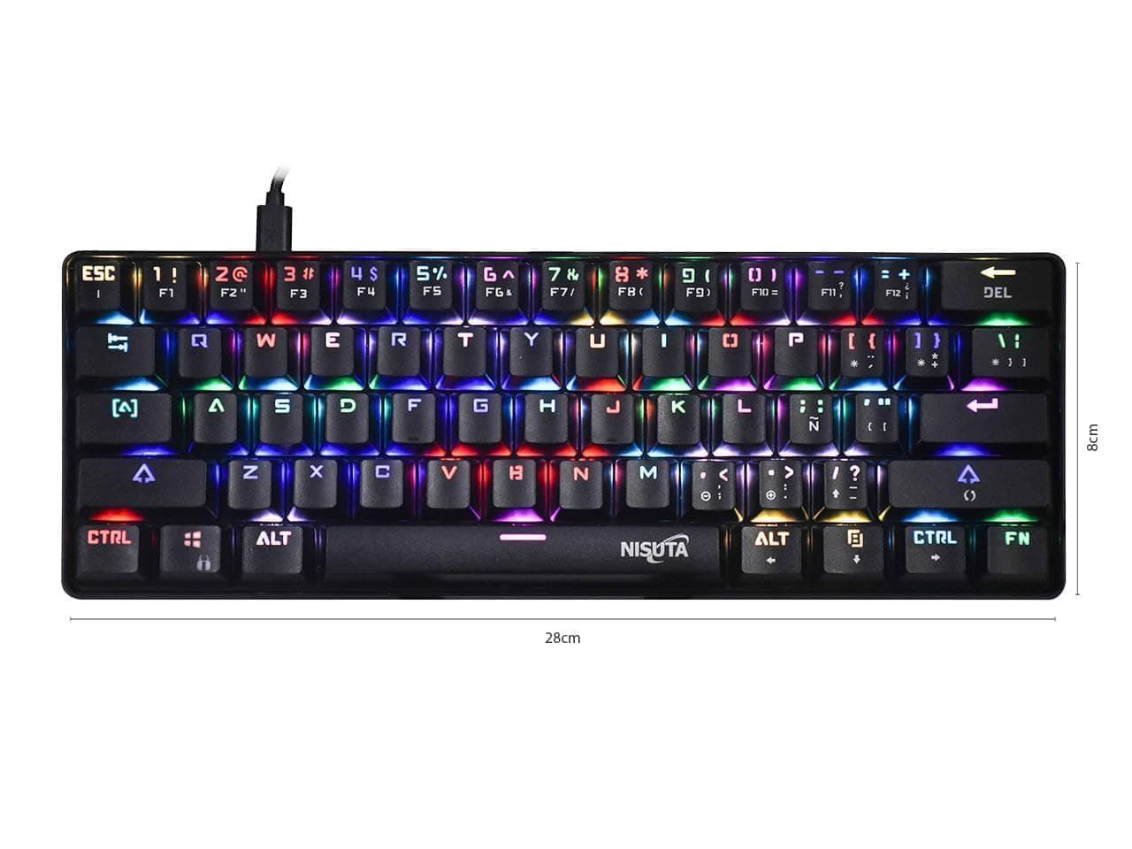 Teclado mecánico gamer RGB de 61 teclas con software