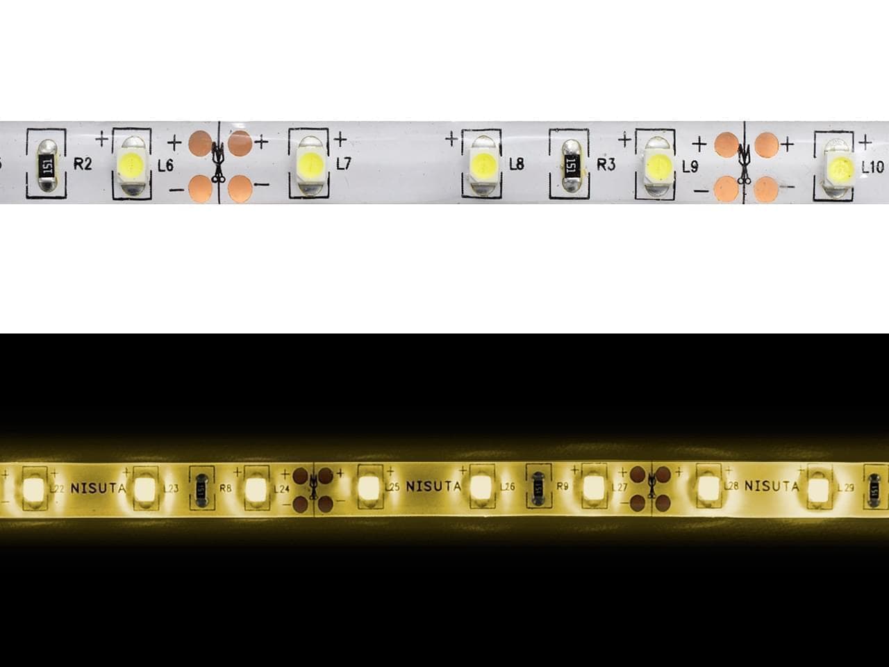 Tira de LEDs externa 3528 60L/M amarillo 12v x metro · Nisuta · General