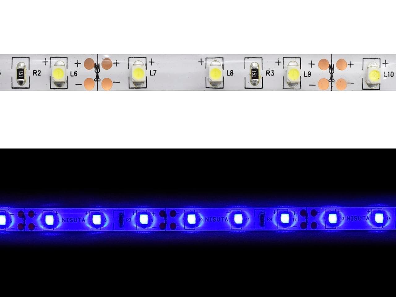 Tira de LEDs externa 3528 60L/M azul 24v x metro · Nisuta · General