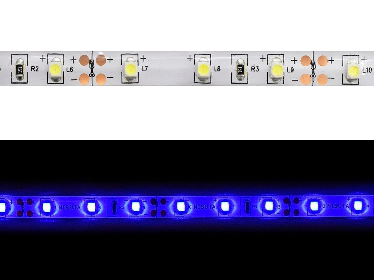 Tira de LEDs externa 3528 60 L/M azul 24V x metro · Nisuta · General