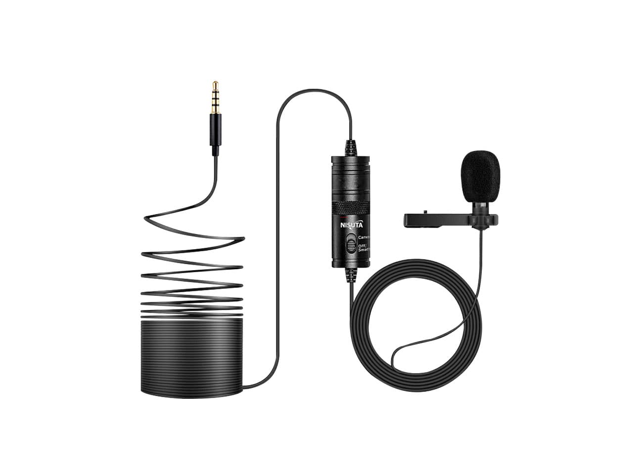 Micrófono corbatero para camara y celular con cable 3.5mm de 6m · Nisuta · General