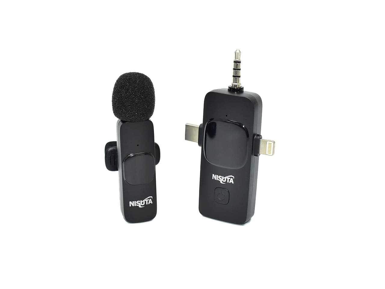 Micrófono corbatero inalambrico 2.4Ghz con receptor USB C, Lightning y 3,5mm