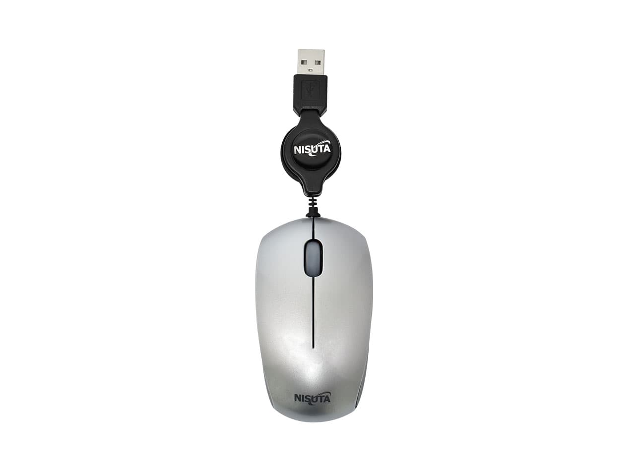 Mouse optico mini retractil plateado USB 1000 DPI