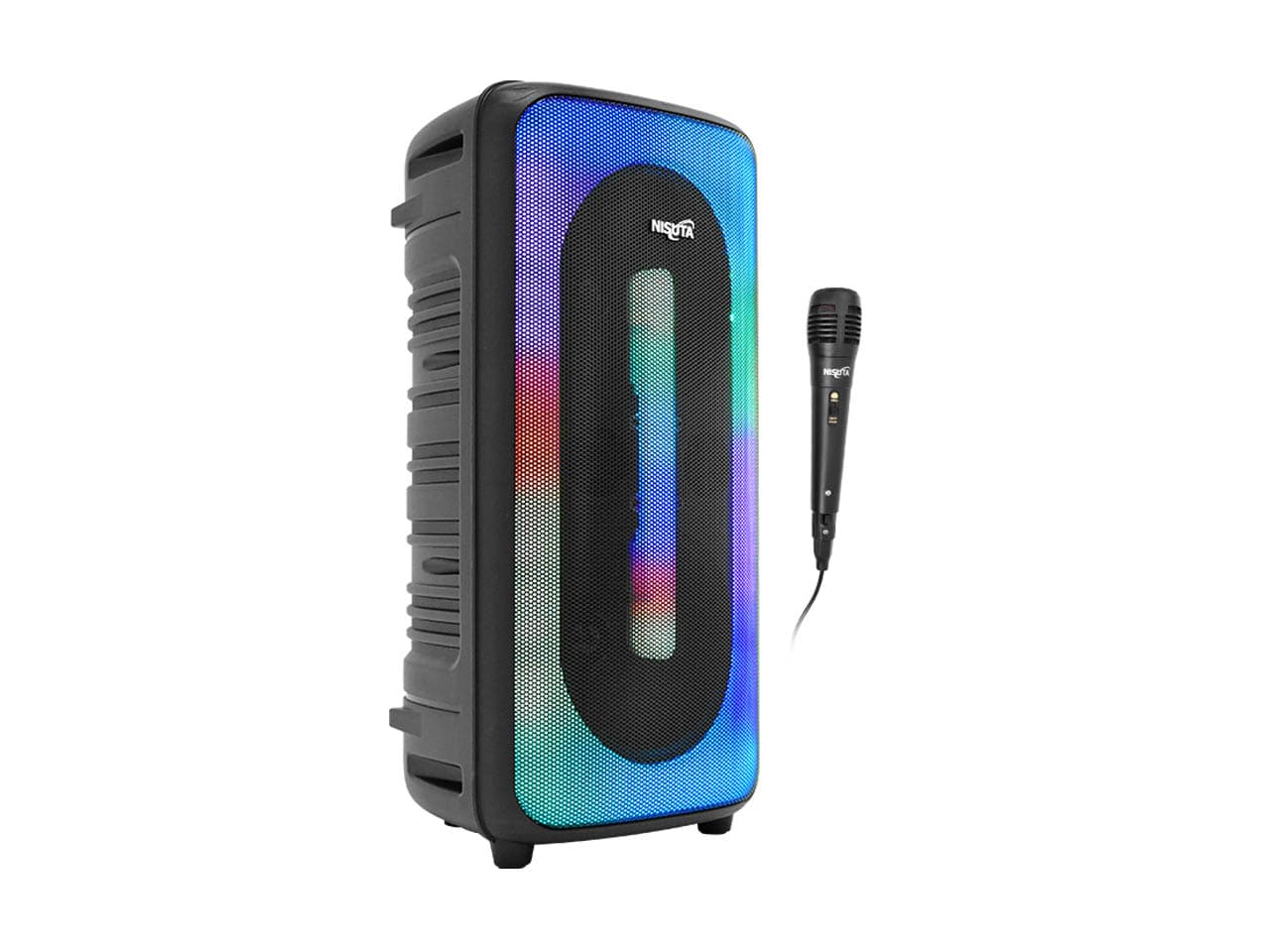 Parlante portatil 2x8" BT, luces RGB
