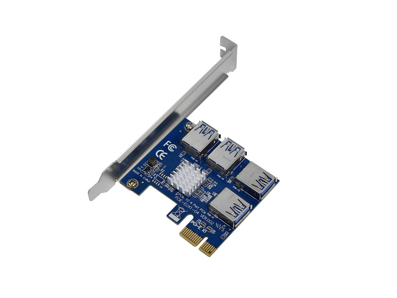 Placa PCIe de 4 puertos USB PCIe para risers, ideal mineria
