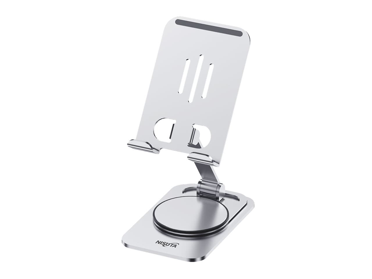 Soporte de aluminio plegable y rotatorio para celular · Nisuta