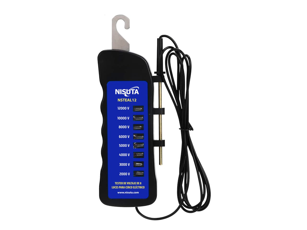 Tester de voltaje para cerco eléctrico de entre 2000 y 12000V · Nisuta · Medición