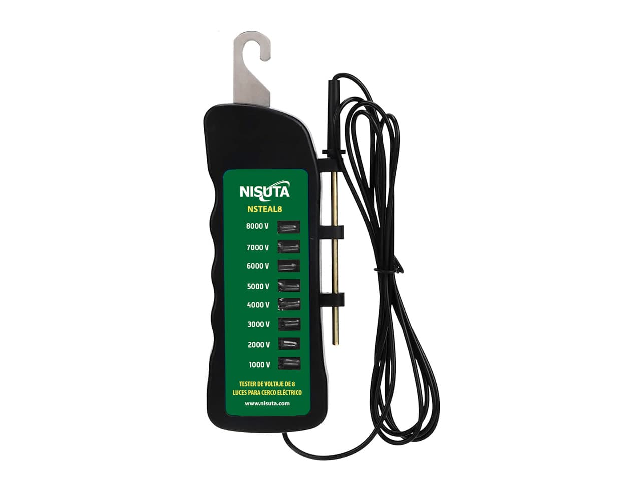 Tester de voltaje para cerco eléctrico de entre 1000 y 8000V · Nisuta · Medición