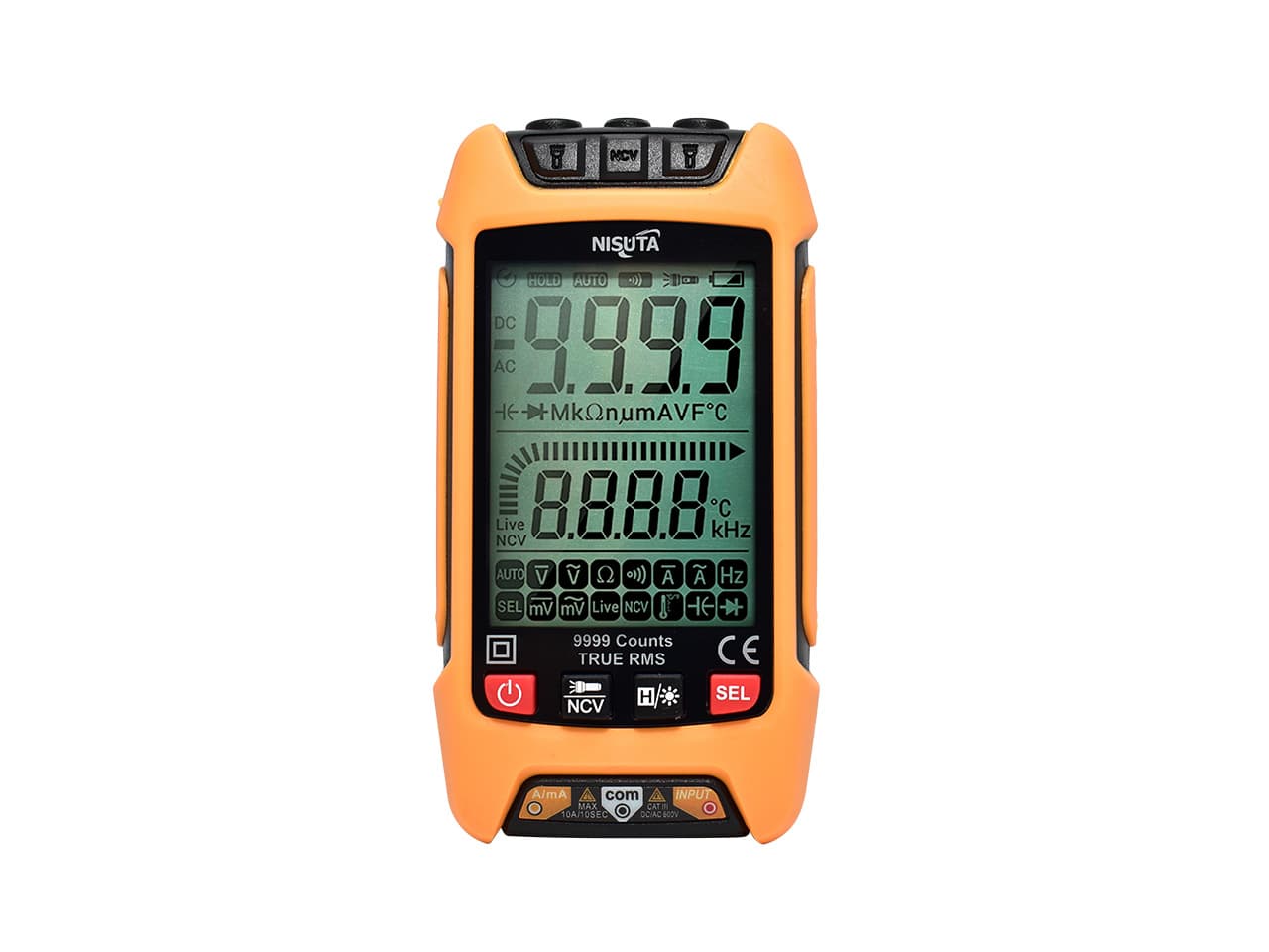 Tester multimetro digital autorango pantalla grande · Nisuta · Medición