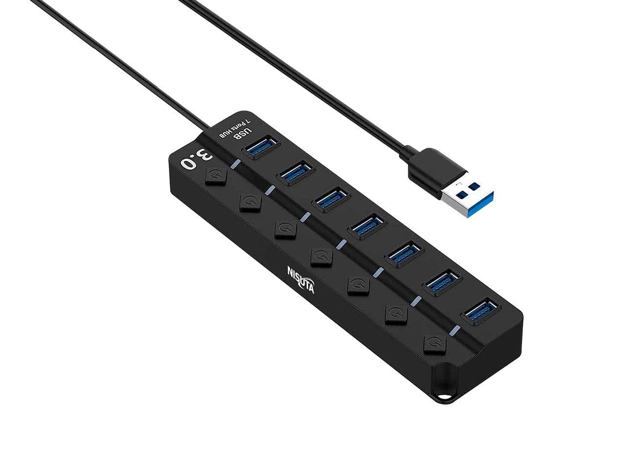 Hub USB 3.0 de 7 puertos con switch por puerto · Nisuta · Switches