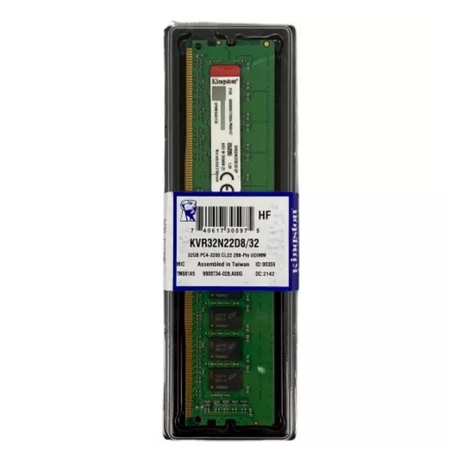 Memoria Ram UDIMM KINGSTON KVR 32GB DDR4 3200MHz CL22 1.20V Single Negro · Kingston · DDR4