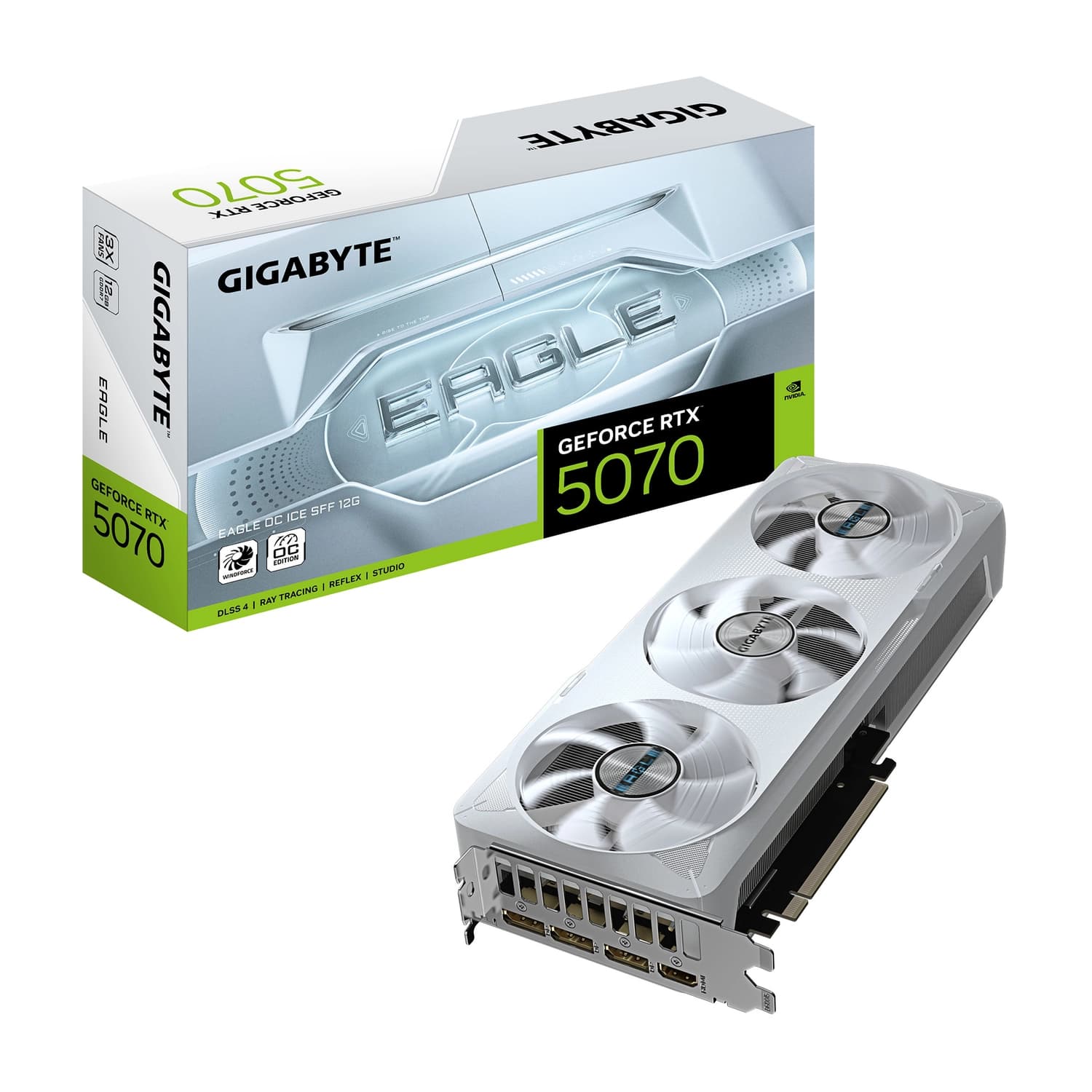 Placa de Video GIGABYTE NVIDIA GeForce RTX 5070 EAGLE OC ICE SFF 12G · Gigabyte · NVIDIA RTX