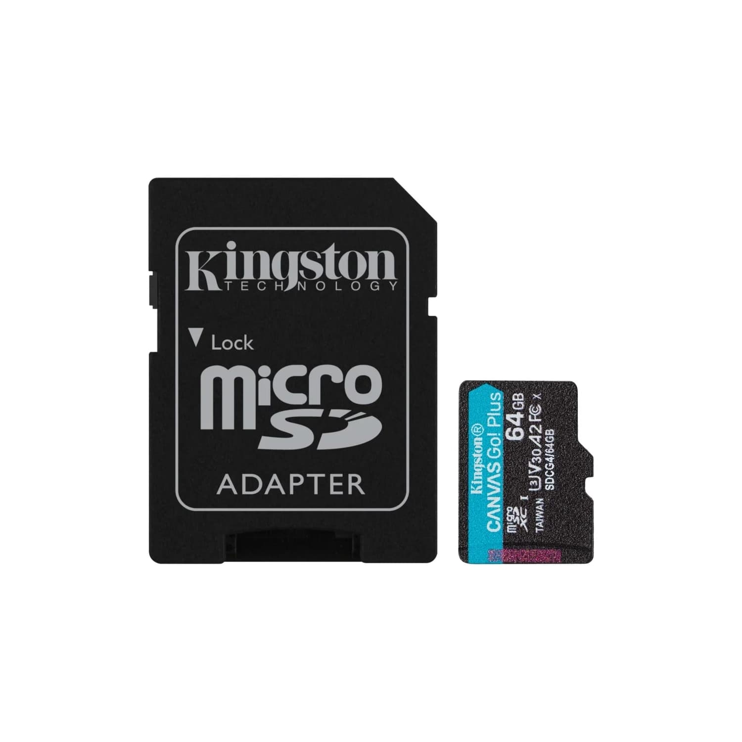 Tarjeta de Memoria KINGSTON Canvas Go Plus Gen4 MicroSDXC 64GB UHS-I U3 V30 200MB/s c/adaptador · Kingston · General