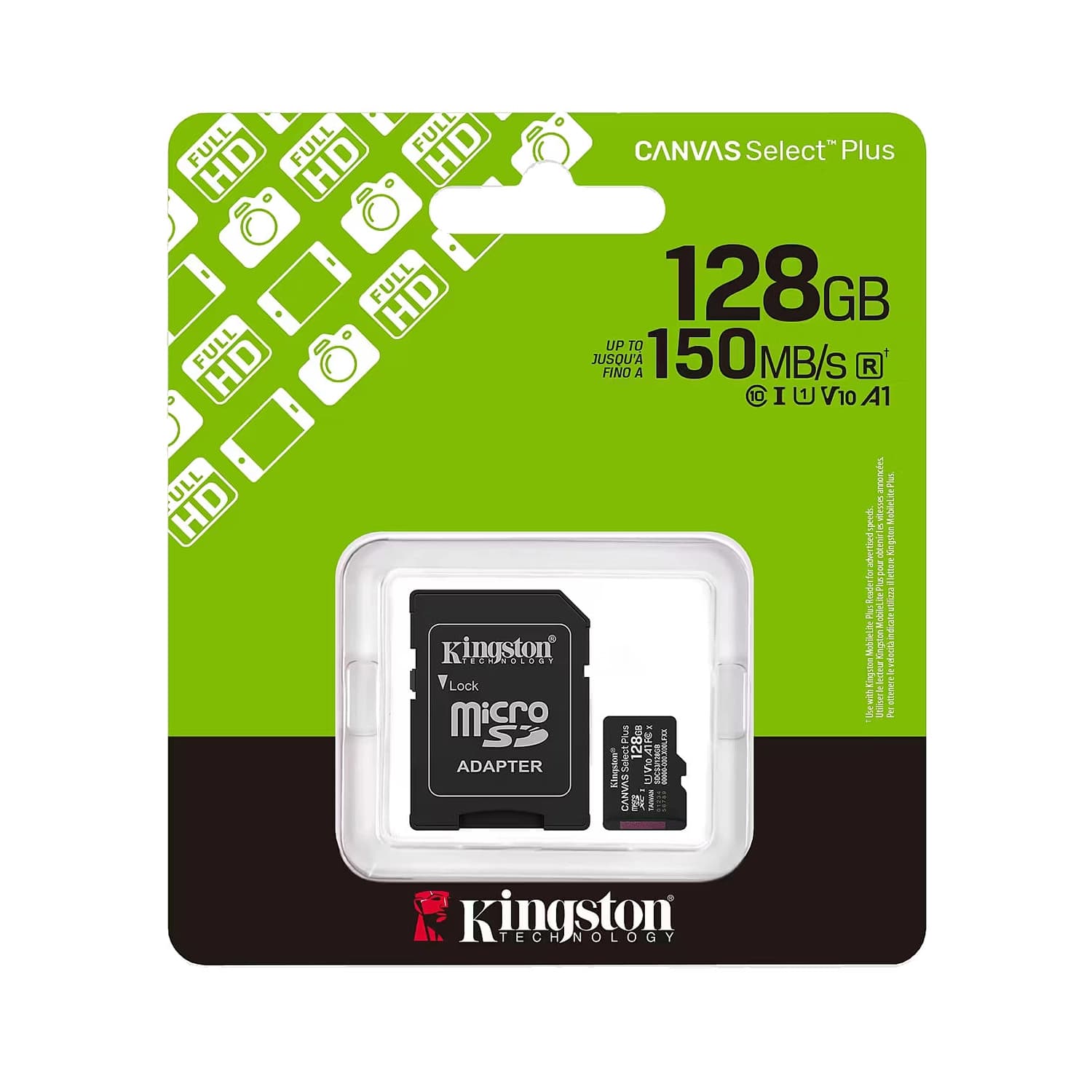 Tarjeta de Memoria KINGSTON Canvas Select Plus MicroSDXC 128GB Gen3 A1 150MB/s c/adaptador · Kingston · General
