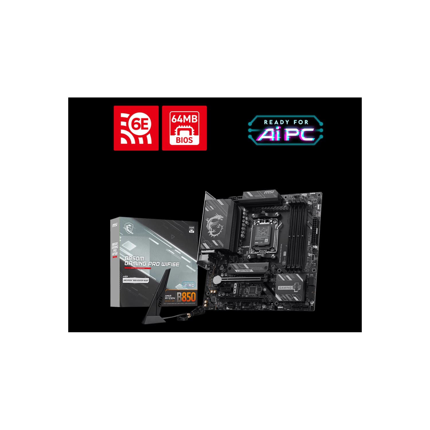 Motherboard MSI B850M GAMING PRO WIFI6E AM5 DDR5 · MSI · AMD AM5