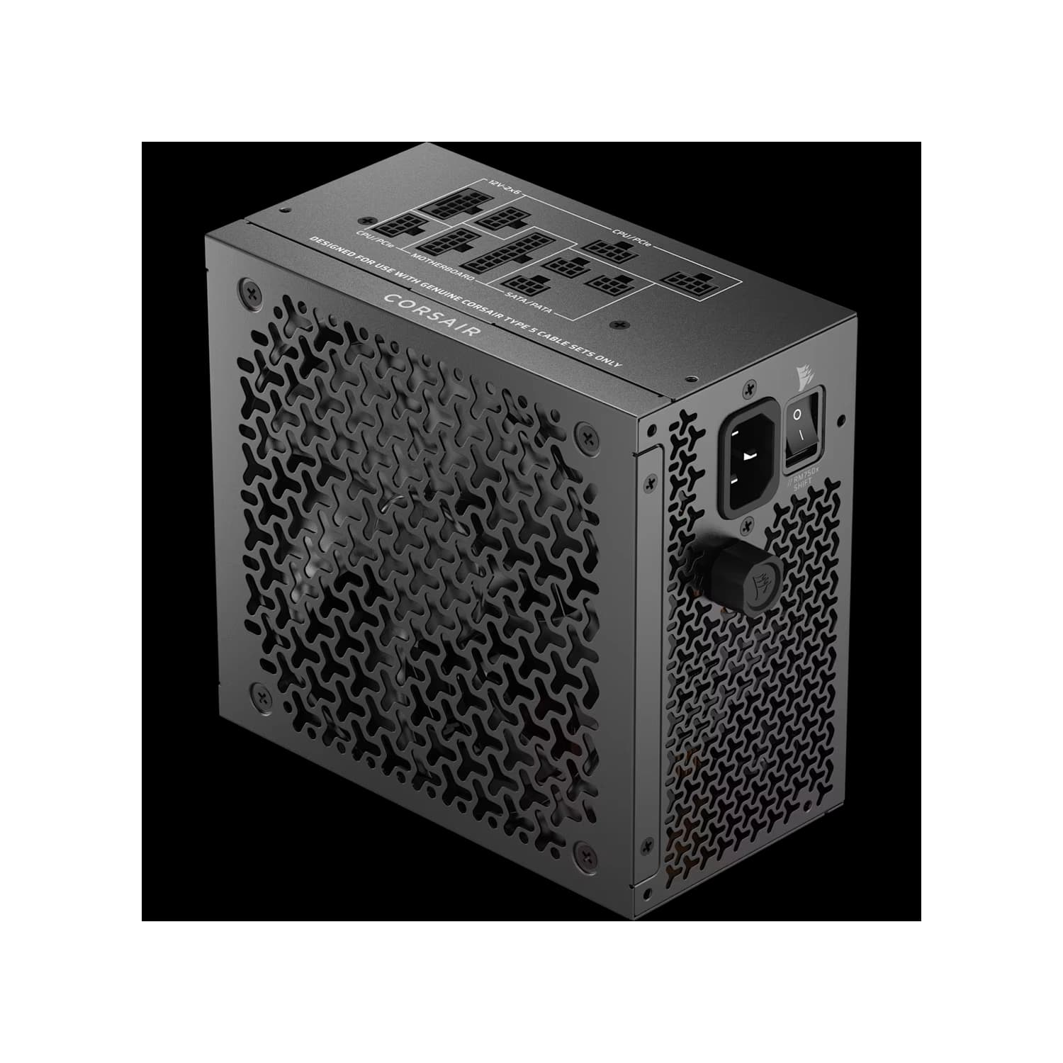 Fuente CORSAIR RM750X SHIFT 750W ATX 3.1 PCIe 5.1 Full Modular conexión lateral · Corsair · Sin certificar