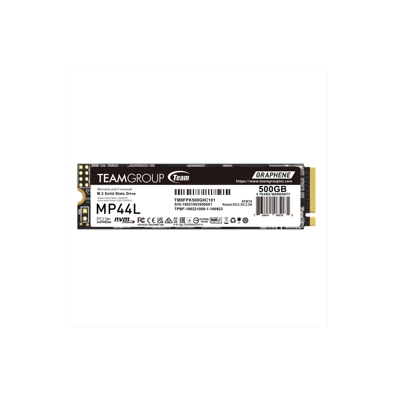 Disco Interno SSD TEAM GROUP MP44L 500GB M.2 NVMe PCIe 4.0 5000MB/s · TEAMGROUP