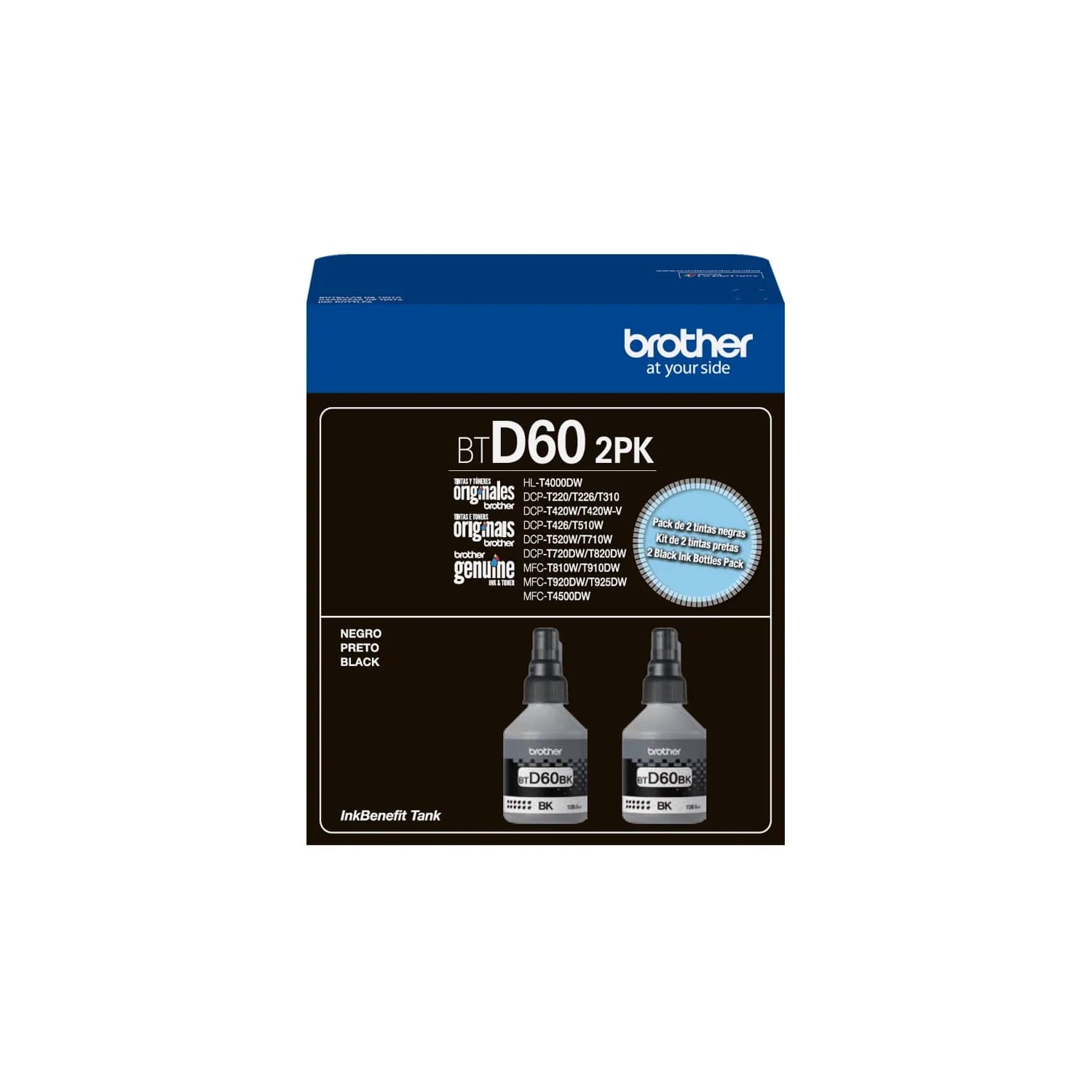 Botella de tinta Brother BTD60 Negra Pack de 2 · BROTHER