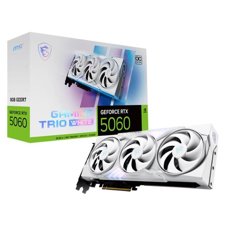 Placa de Video MSI Nvidia Geforce RTX 5060 Gaming Trio OC 8GB White GDDR7 · MSI · NVIDIA RTX