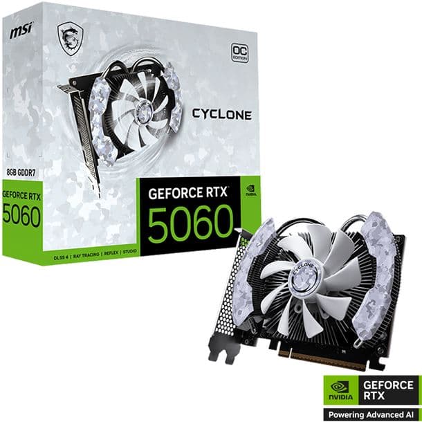 Placa de Video Msi Nvidia Geforce RTX 5060 Cyclone 8GB OC GDDR7 · MSI · NVIDIA RTX