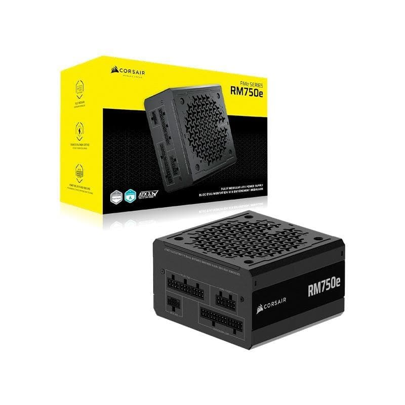 Fuente 750W Corsair RM750e 2025 80 PLUS Gold Full Modular - Incluye Cable PCIe 5.0 12VHPWR Para GPU · Corsair