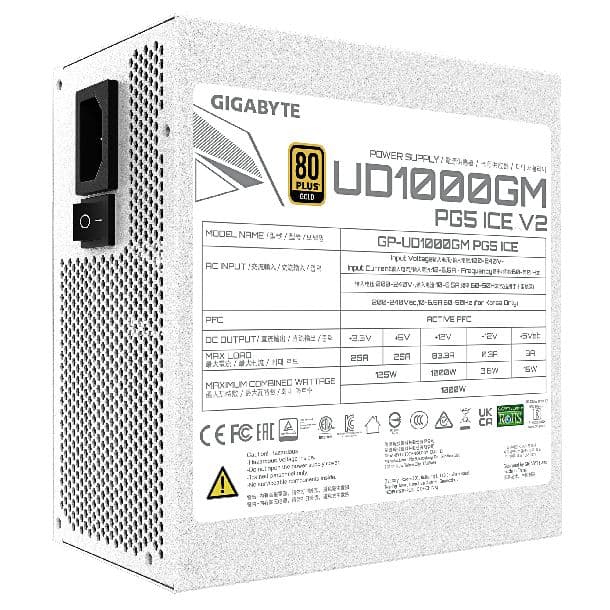 Fuente 1000W Gigabyte UD1000GM PG5 ICE 80 PLUS GOLD · Gigabyte
