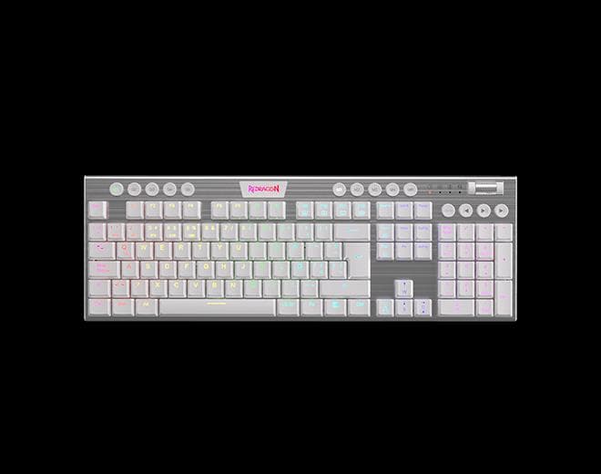 Teclado Mecanico Cableado Redragon K619 Horus FS White RGB Red Switches - Español · Redragon · Mecánico