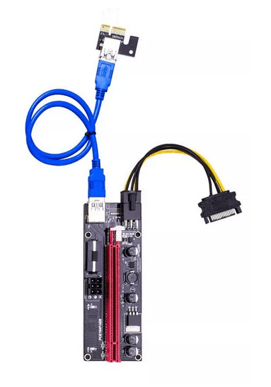 Placa Riser Ver009S Plus PCI-E 1X a 16X Power X Sata