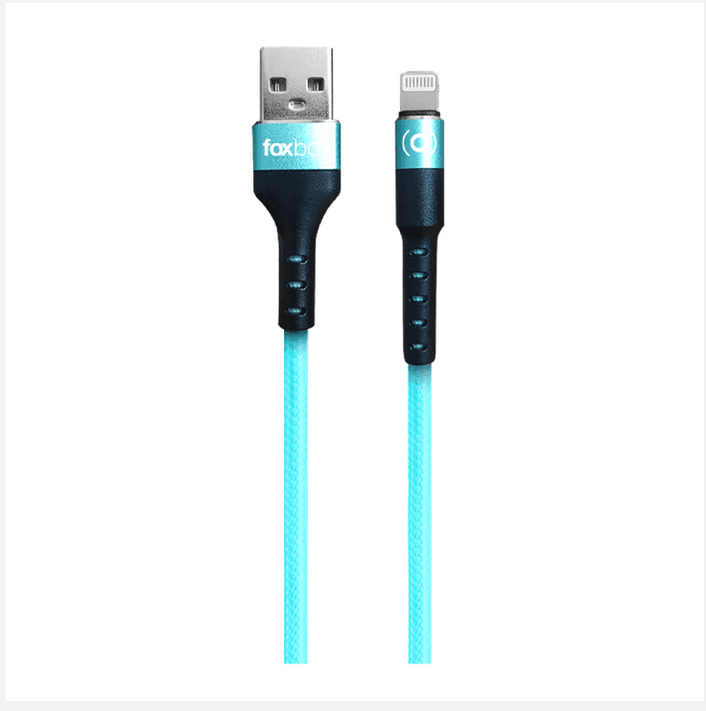 Cable Foxbox Round Usb A Lightning Celeste 1m