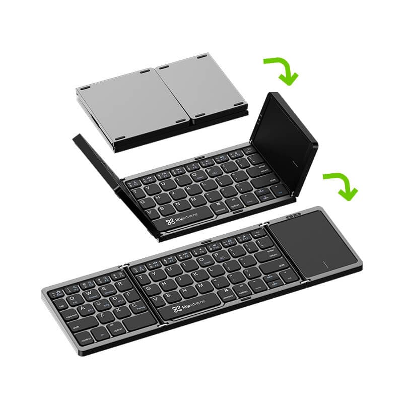 TECLADO INALAMBRICO KLIPXTREME FLEXPLIT PLEGABLE CON PANEL TACTIL BLUETOOTH® (KCK-650S-BK)