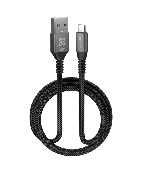 CABLE KLIPXTREME KX POWER GO USB-A TO USB-C CABLE 30W 480mbps 33ft30m BRAIDED (KAC-050-10FT)