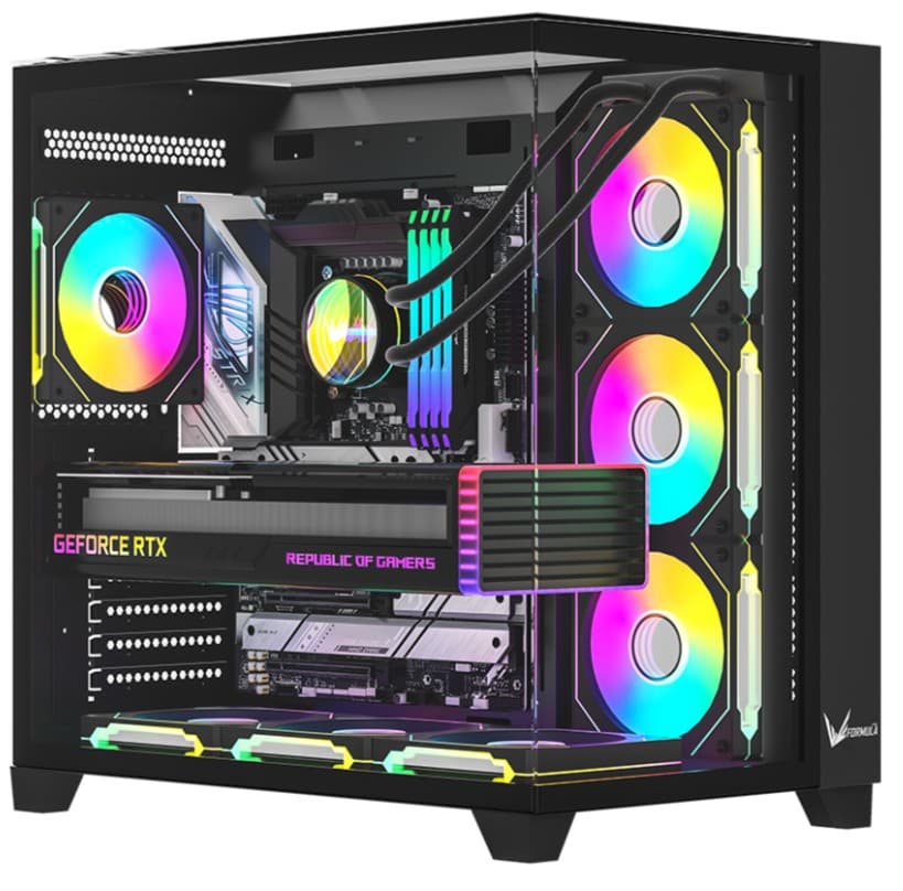 GABINETE GAMER FORMULA V CRYSTAL Z9 FLOE BLACK