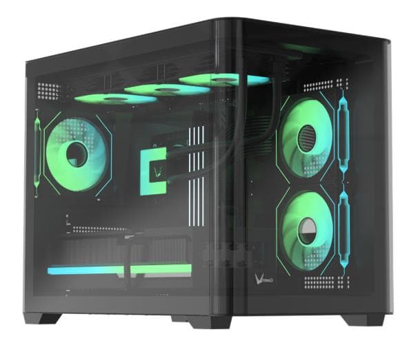 GABINETE GAMER FORMULA V LINE CRYSTAL U2M FLOE BLACK SIN CONTROLADORES RGB (MATX 3 FANS FLOE 12BK A