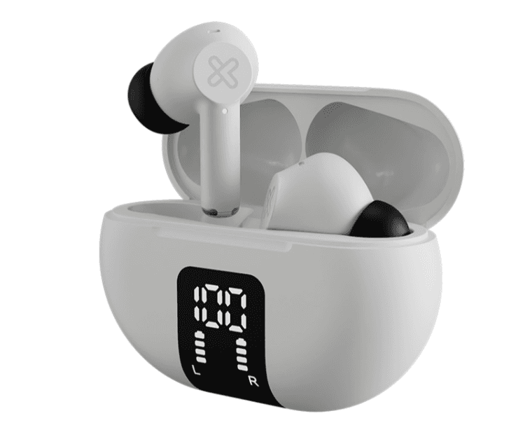 AURICULAR KLIPXTREME EDGEBUDS CANC SONIDO C IND LED 22HS TWS IPX4 BLANCO (KTE-755WH)