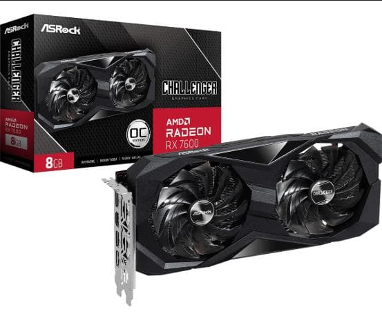 PLACA ASROCK RADEON RX7600 CHALLENGER D 8GB OC (90-GA41ZZ-00UANZ)