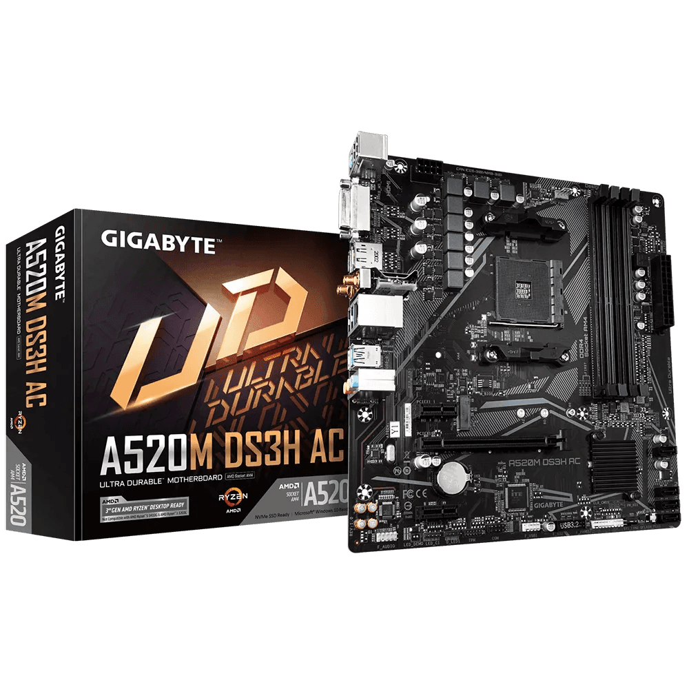 Mother Gigabyte A520M DS3H AC DDR4 AM4 (Serie 3000/4000/5000) (0696) · Gigabyte · AMD AM4