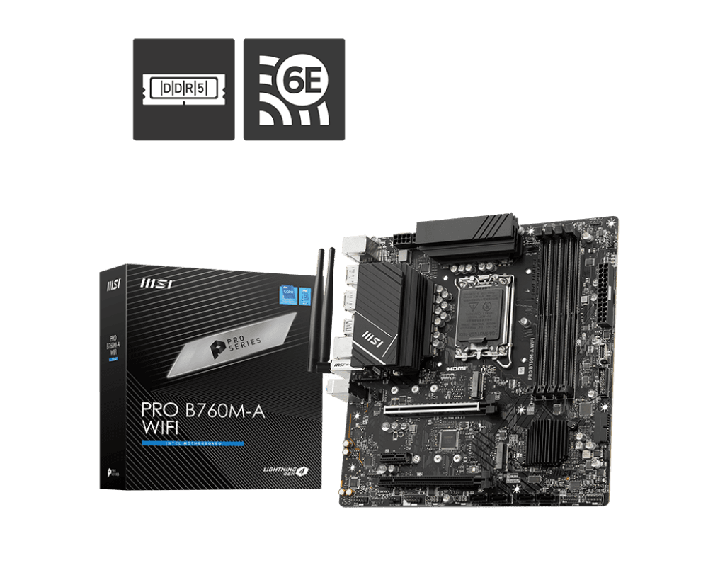 Mother MSI PRO B760M-A WIFI DDR5 1700 (12va/13va/14va Gen) (9572) · MSI · Intel 1700