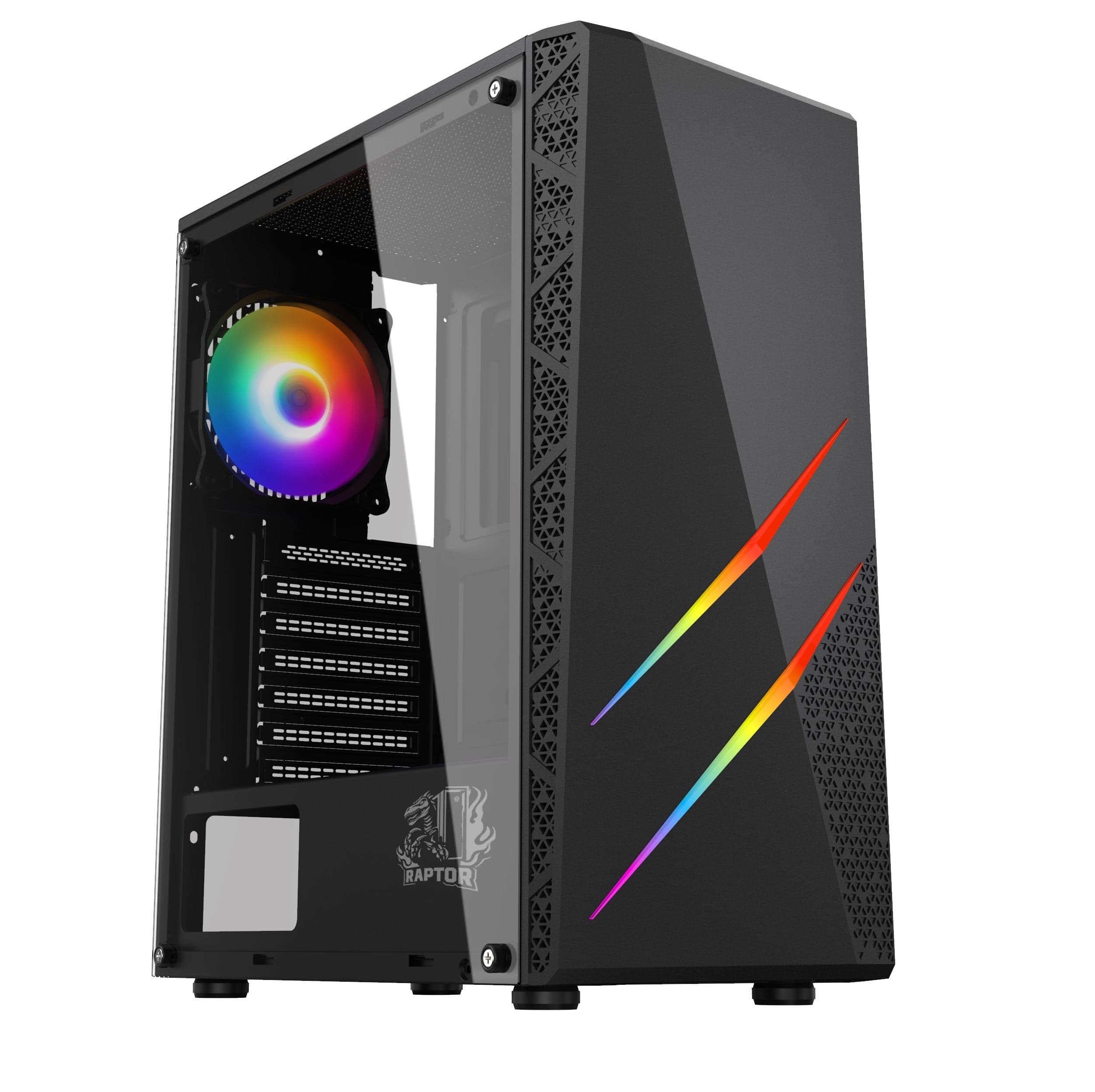 Gabinete Raptor Blaze Force TG Mid-Tower RGB Fan x1 w/button control (6719) · RAPTOR