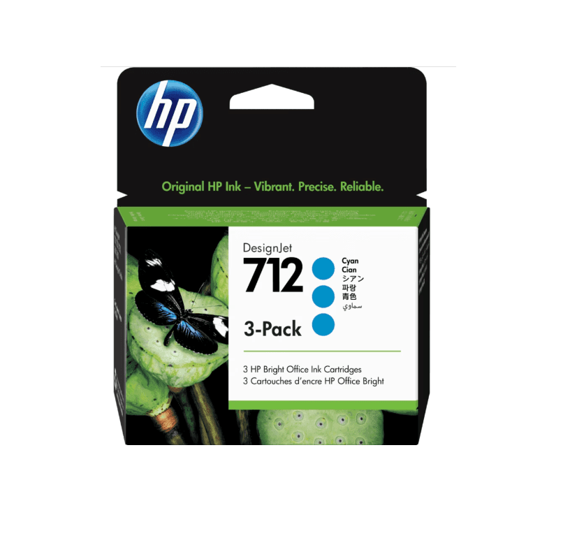 3ED77A HP 712 Pack x3 Cyan Ink Cartridge 29ml (2869) · HP