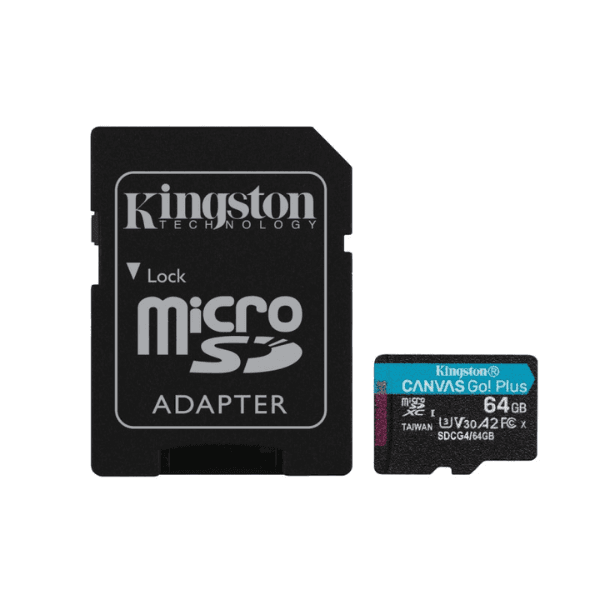 MicroSD KINGSTON 64GB c/Adap Canvas GO! Plus Gen4 (4K Camara-Drones)(7890) · Kingston · General