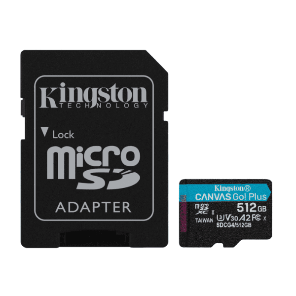 MicroSD KINGSTON 512GB c/Adap Canvas GO! Plus Gen4 (4K Camara-Drones)(8040) · Kingston · General