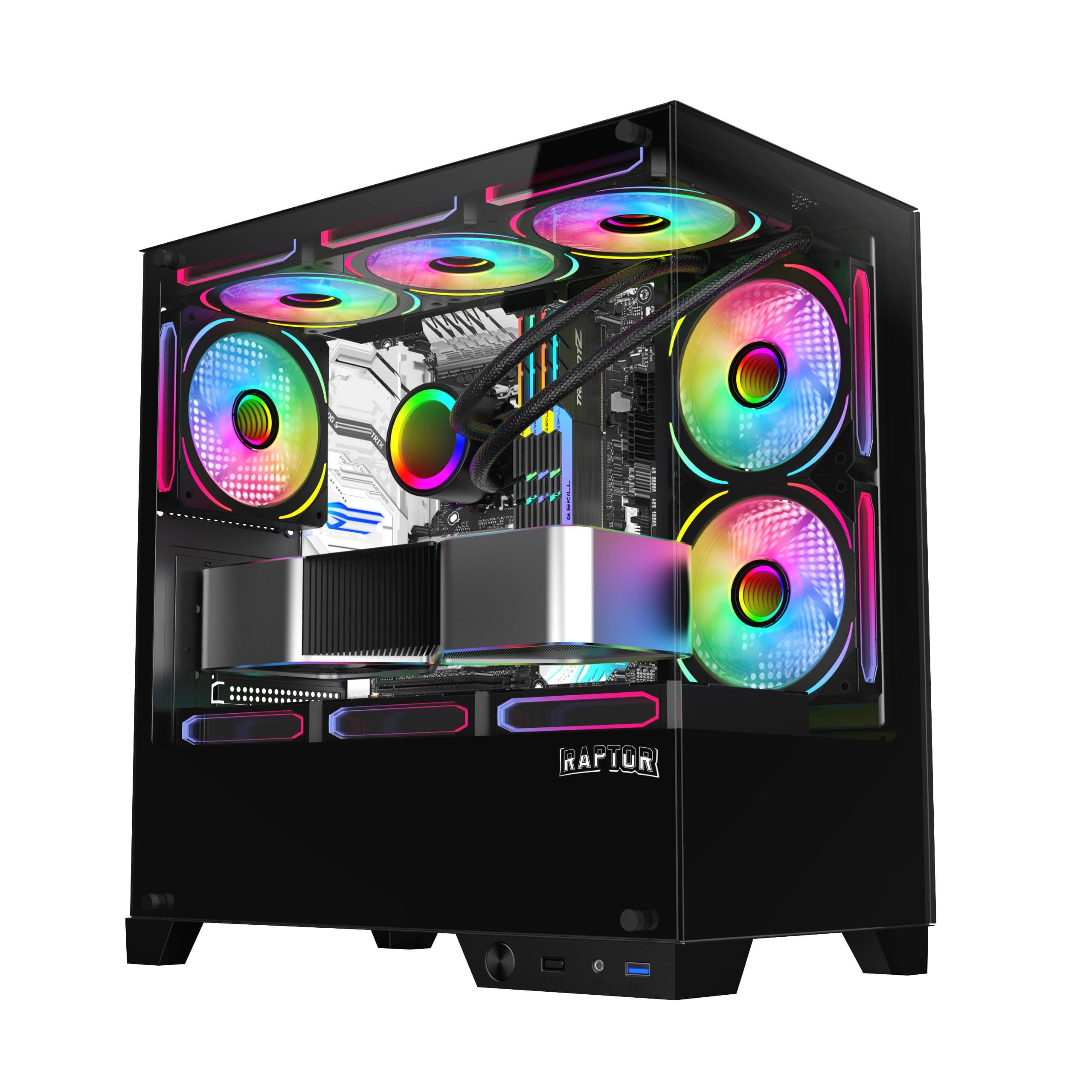 Gabinete Raptor Thunder Strike TG x2 Mid-Tower RGB Fan x1 Black · RAPTOR · Fan