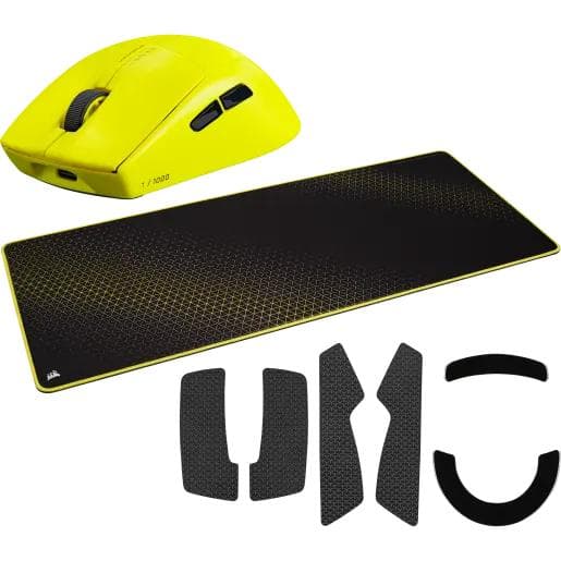 Combo Corsair Mouse M75 Air Wireless Yellow + Mouse Pad Black/Yellow · Corsair