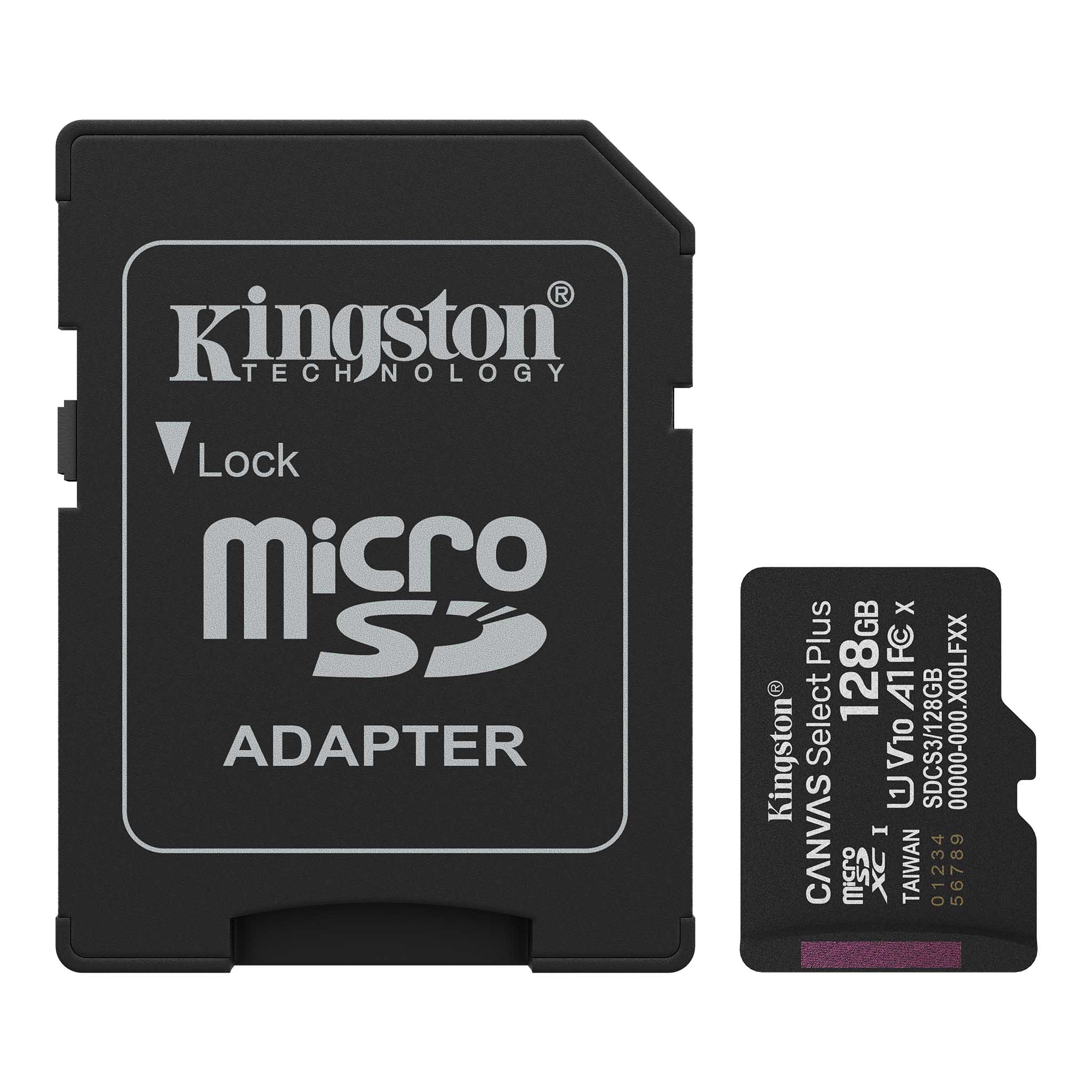 MicroSD KINGSTON 128GB c/Adap Gen3 150MB/s Canvas S Plus CL10 (8453) · Kingston · General